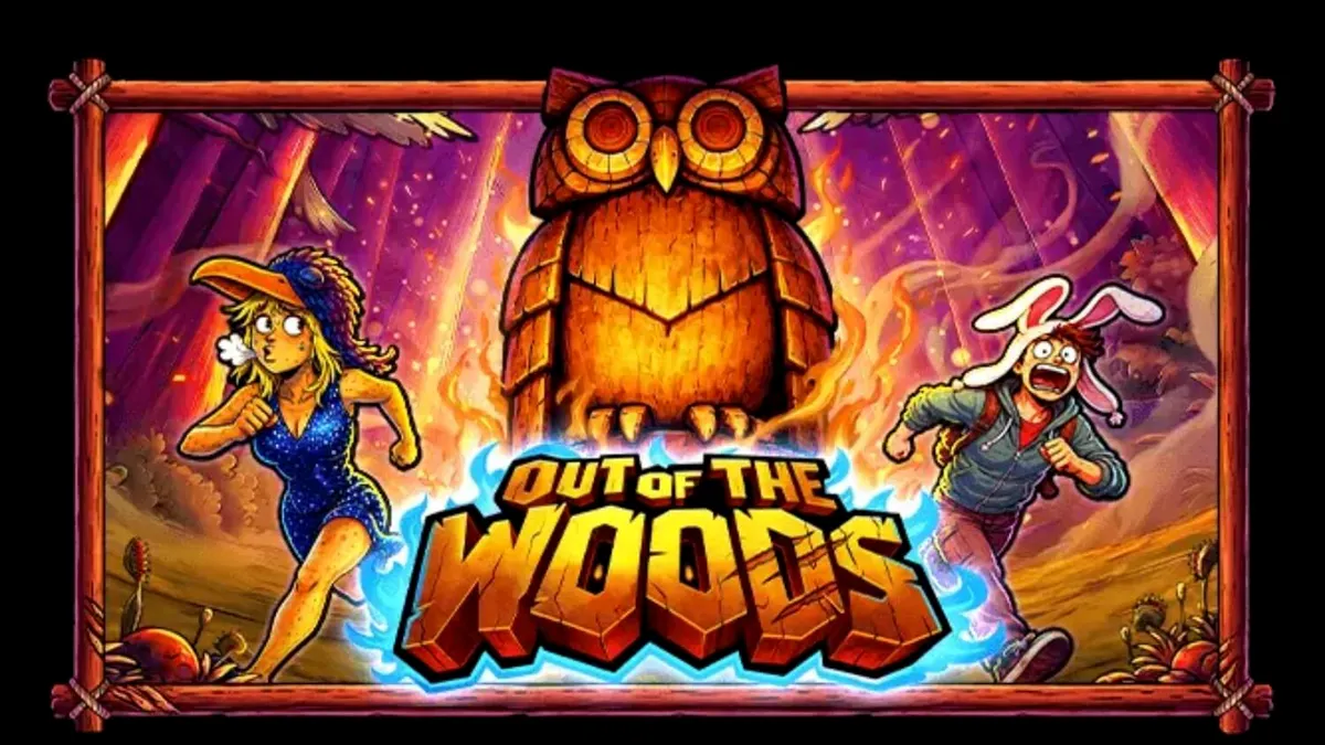 Out of the Woods slot game interface na may mga animal-themed characters